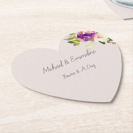 クリームバーガンディピンク結婚フローラ ペーパーコースター (アングル)