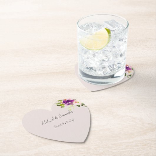 クリームバーガンディピンク結婚フローラ ペーパーコースター (インサイチュ)