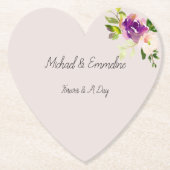 クリームバーガンディピンク結婚フローラ ペーパーコースター (正面)