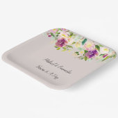 クリームバーガンディピンク結婚フローラ ペーパープレート (傾斜あり)