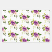 クリームバーガンディピンク結婚フローラ ラッピングペーパーシート (正面3)