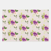 クリームバーガンディピンク結婚フローラ ラッピングペーパーシート (正面)