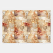 クリームバーガンディーレッド金ゴールド三角形クリスマス ラッピングペーパーシート (正面2)