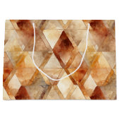 クリームバーガンディーレッド金ゴールド三角形クリスマス ラージペーパーバッグ (正面)