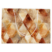 クリームバーガンディーレッド金ゴールド三角形クリスマス ラージペーパーバッグ (裏面)