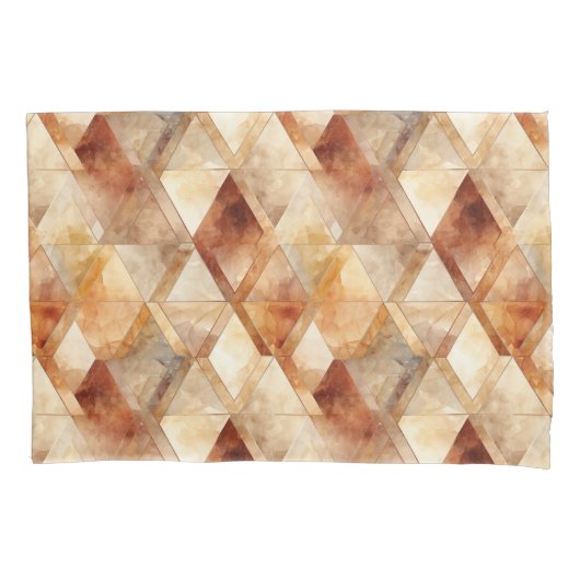 クリームバーガンディーレッド金ゴールド三角形クリスマス 枕カバー (正面左)