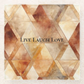 クリームバーガンディーレッド金ゴールド三角形 ガラスコースター (正面)