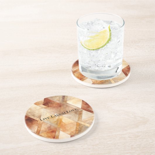 クリームバーガンディーレッド金ゴールド三角形 コースター (側面)