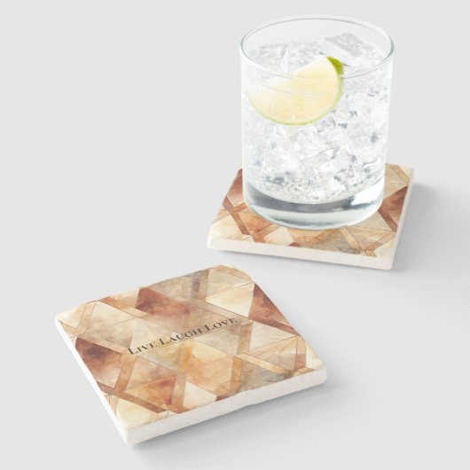 クリームバーガンディーレッド金ゴールド三角形 ストーンコースター (横)