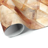 クリームバーガンディーレッド金ゴールド三角形 ラッピングペーパー (ロールコーナー)