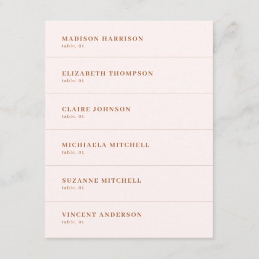 クリームバーンドオレンジテラコッタ結婚ズ座席表 招待状 (正面)