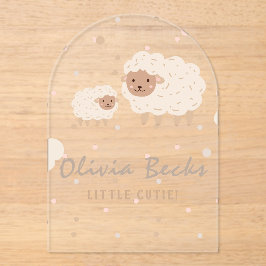 クリームパステルイラストレーション赤ちゃんシャワー アクリル招待状