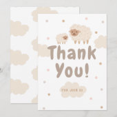 クリームパステルイラストレーション赤ちゃんシャワー サンキューカード (正面/裏面)