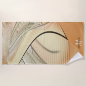 クリームパステルオータム抽象芸術アートモノグラムの、 ビーチタオル (正面)
