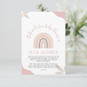 クリームパステルシンプルミニマリストベビーシャワー エンクロージャーカード (スタンド正面)