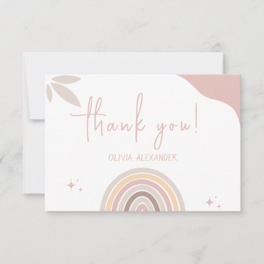 クリームパステルシンプルミニマリストベビーシャワー サンキューカード (正面)