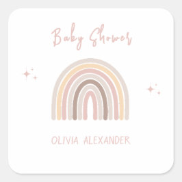 クリームパステルシンプルミニマリストベビーシャワー スクエアシール