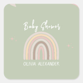 クリームパステルシンプルミニマリストベビーシャワー スクエアシール