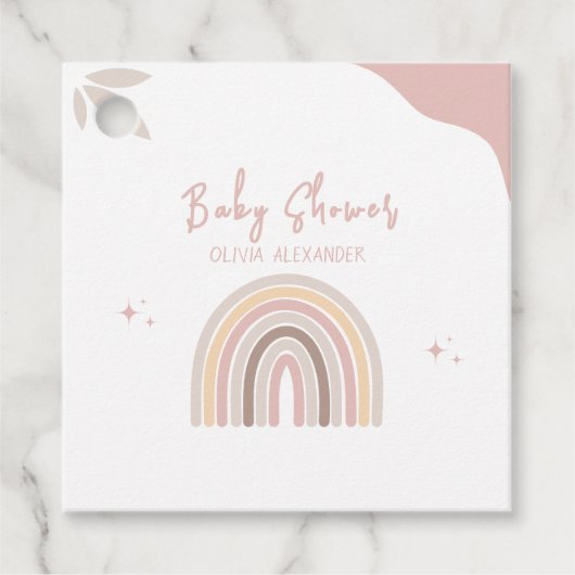 クリームパステルシンプルミニマリストベビーシャワー フェイバータグ (正面)