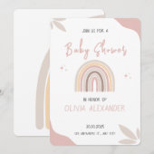 クリームパステルシンプルミニマリストベビーシャワー 招待状 (正面/裏面)