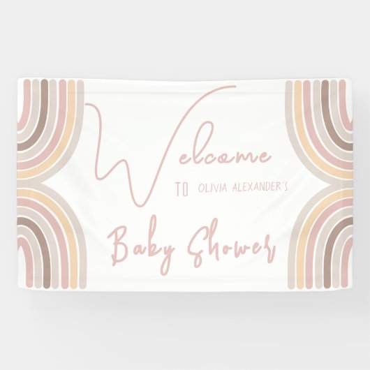 クリームパステルシンプルミニマリストベビーシャワー 横断幕 (横)