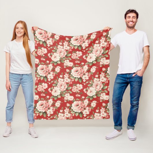 クリームパステルバラレッド フリースブランケット (インサイチュ)