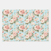 クリームパステルバラレッド、ブルー、ライト ラッピングペーパーシート (正面2)