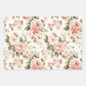 クリームパステルバラレッド、ブルー、ライト ラッピングペーパーシート (正面)