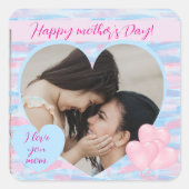 クリームパステルライトブルーとピンクのキープサケ スクエアシール (正面)