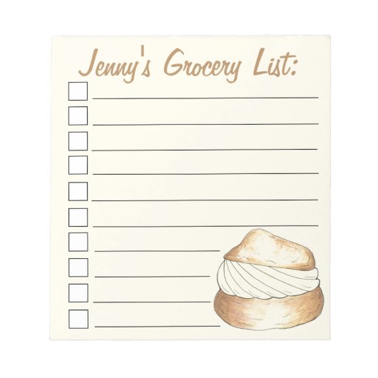 クリームパフパティシシェフスーパーマーケット食品ショッピングリスト ノートパッド (正面)
