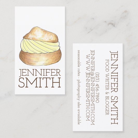 クリームパフペストリーデザートシェフベーカリー食品ブロガー 名刺 (正面/裏面)