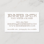 クリームパフペストリーデザートシェフベーカリー食品ブロガー 名刺 (裏面)