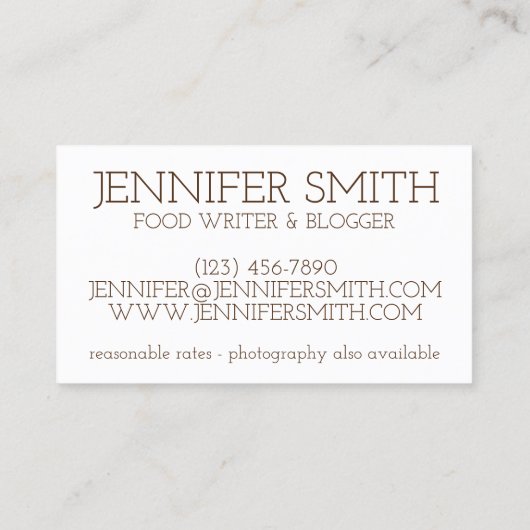 クリームパフペストリーデザートシェフベーカリー食品ブロガー 名刺 (裏面)