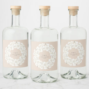 クリームパンパスグラス炭結婚フローラズジン リキュールボトルラベル