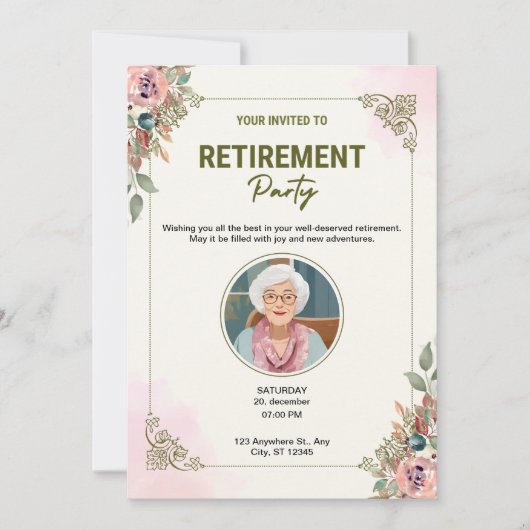 クリームパーソナライズされたとピンクの水色の退職 シーズンカード (正面)