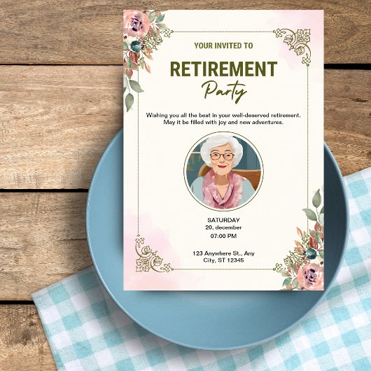 クリームパーソナライズされたとピンクの水色の退職 シーズンカード