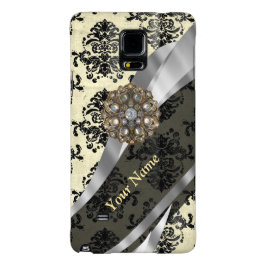 クリームパーソナライズされたとブラックダマスク iPhone 13ケース