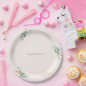 クリームパーソナライズされたと金ゴールド結婚の葉 ペーパープレート (パーティー)