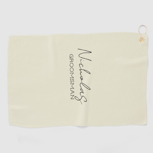 クリームパーソナライズされたグロスマン ゴルフタオル (横)