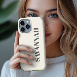 クリームパーソナライズされた名シンプル iPhone 13 PRO MAXケース