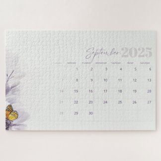 クリームパープルエステティックフローラ水彩2025 ジグソーパズル