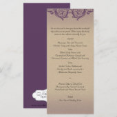 クリームパープルヴィンテージ結婚ポーズメニュー メニュー (正面/裏面)