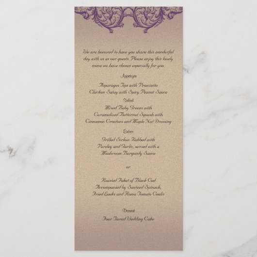 クリームパープルヴィンテージ結婚ポーズメニュー メニュー (正面)