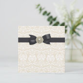 クリームパールボウブラックタイパーティーイベントテンプレート 招待状 (スタンド正面)