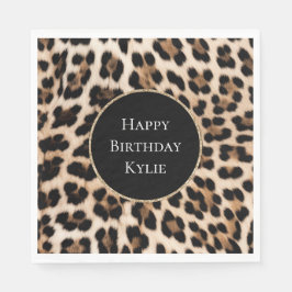 クリームヒョウ動物グリッター枠 スタンダードランチョンナプキン