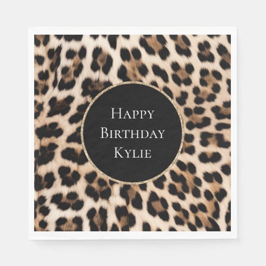クリームヒョウ動物グリッター枠 スタンダードランチョンナプキン (正面)