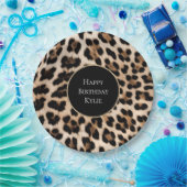 クリームヒョウ動物グリッター枠 ペーパープレート (パーティー)