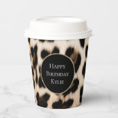 クリームヒョウ動物グリッター枠 紙コップ (正面)