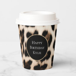 クリームヒョウ動物グリッター枠 紙コップ