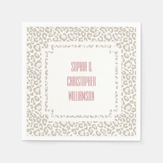 クリームヒョウ印刷 スタンダードカクテルナプキン (正面)